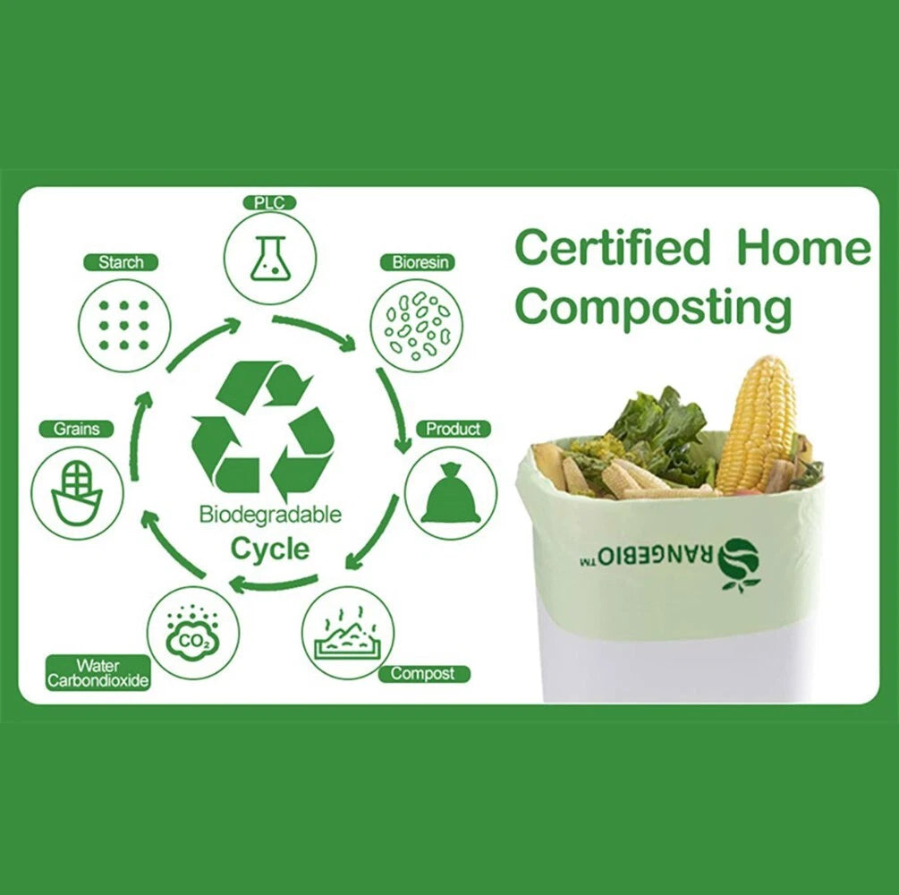 OrangeBio 100% Compostable Trash Bags, 3 Gallon, 100 Count, Extra Thick 0.71 Mil