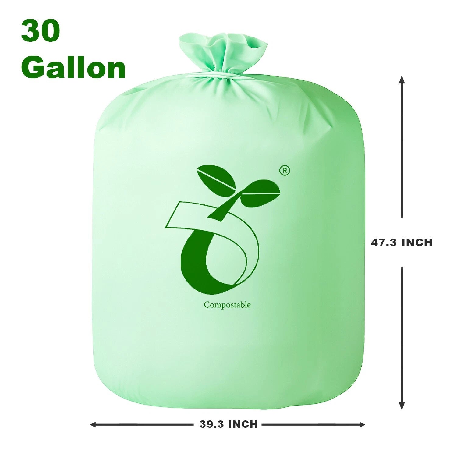 Compostable Trash Bags 30 Gallon 100% Biodegredable Garbage Bag - 25 CT