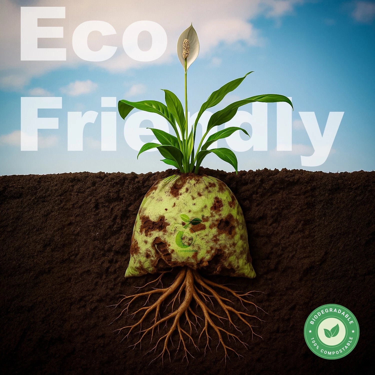 Compostable Trash Bags 30 Gallon 100% Biodegredable Garbage Bag - 25 CT